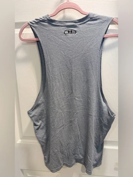 Under Armour Men’s Large Loose Fit Sleeveless Tank Gray Athletic Workout Shirt - Picture 5 of 8